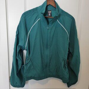 Avia Women's Tennis Jacket Teal Cistern Size S (4-6) Rutch Sleeves NWT Stripes